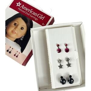 NEW American Girl PRETTY PARTY EARRINGS Black Rhinestone Balls Stars & Magenta